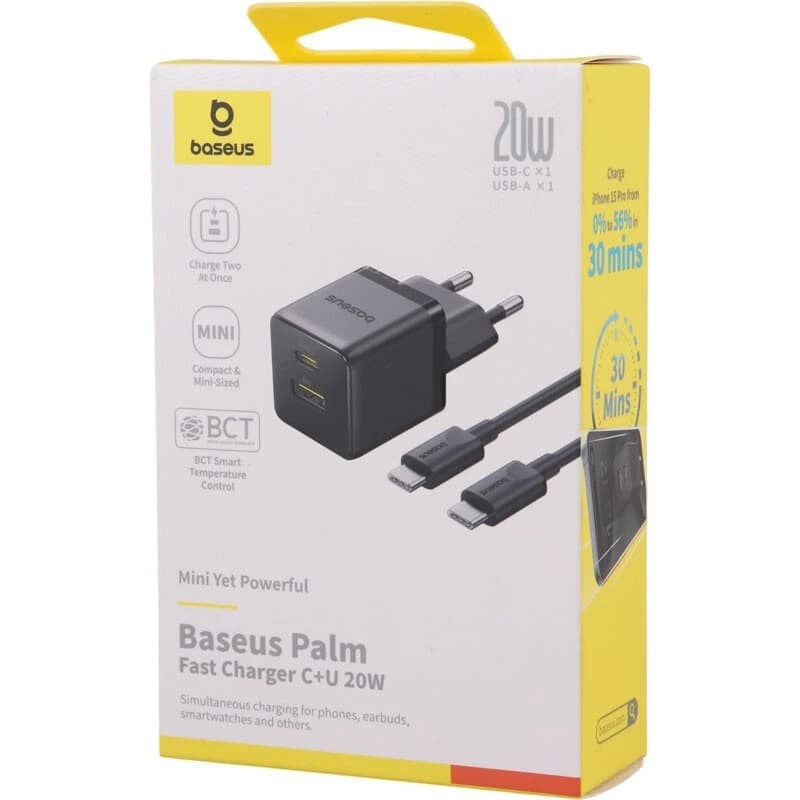 شارژر دیواری 20 وات باسئوس P10111608113 QC3.0 PD 3A + کابل تبدیل تایپ سی — تصویر ۸