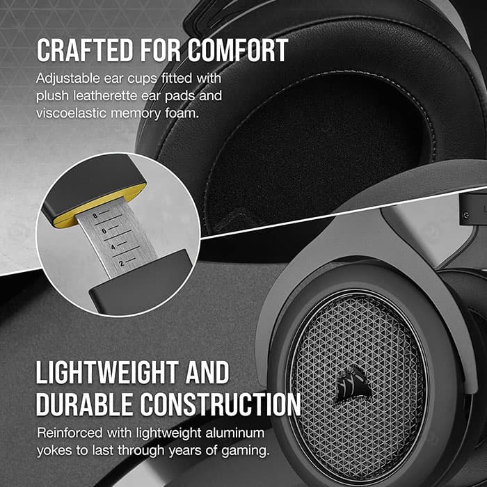 هدست گیمینگ سیمی کورسیر مدل HS70 Bluetooth Carbon — تصویر ۶