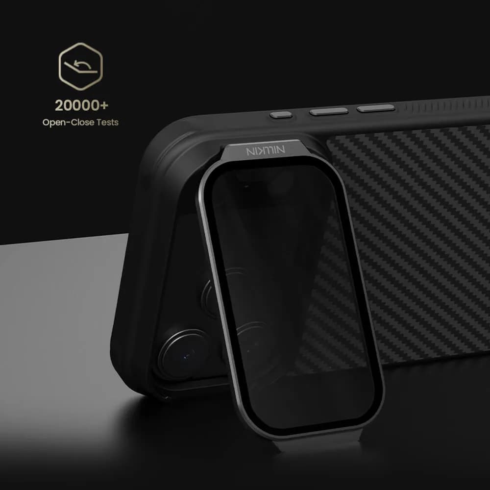گارد مگنتی کربنی کمرا استند شفاف iPhone 17 Pro مارک نیلکین مدل CarboProp — تصویر ۵