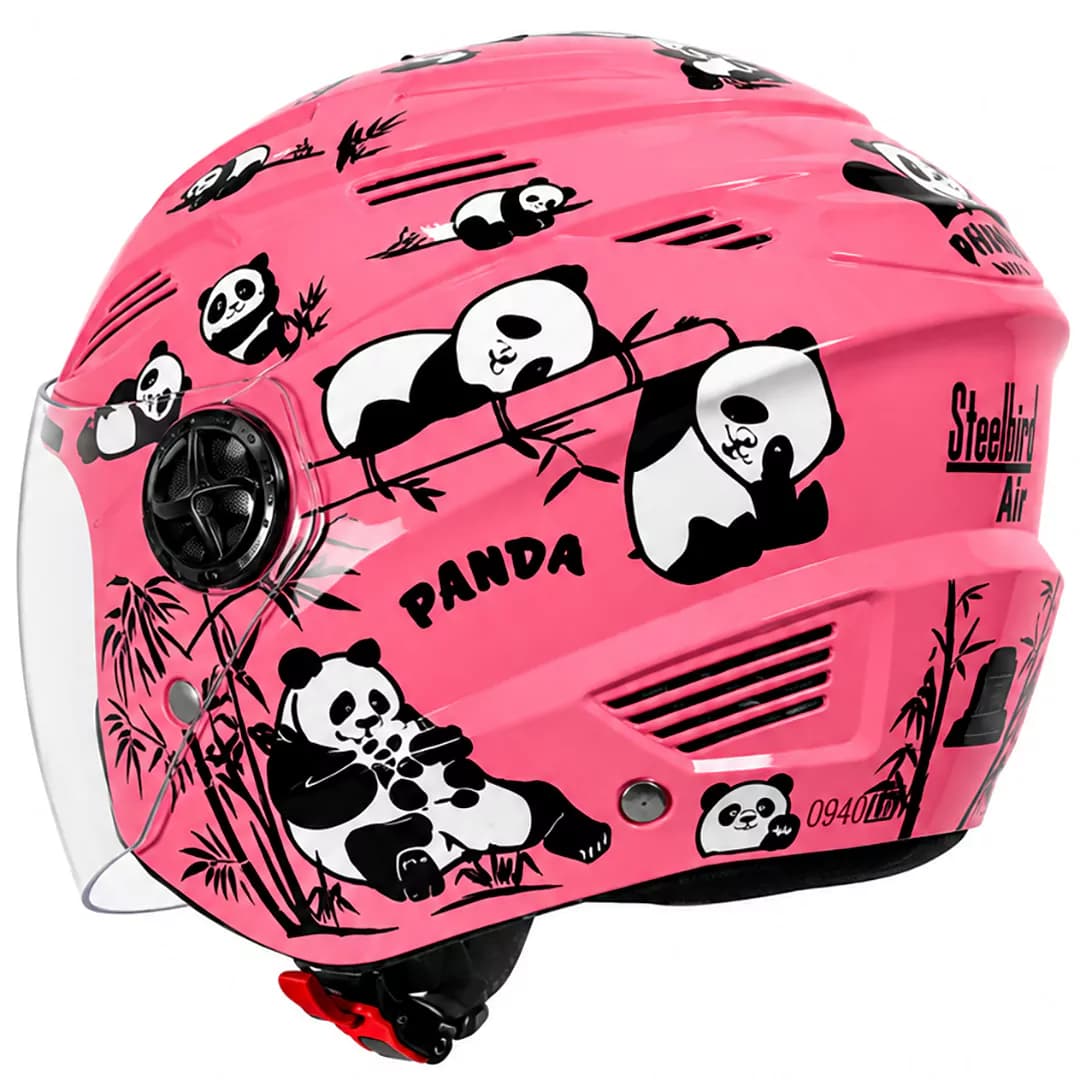 کلاه کاسکت بچگانه بدون فک استیل برد مدل PANDA PINK — تصویر ۳