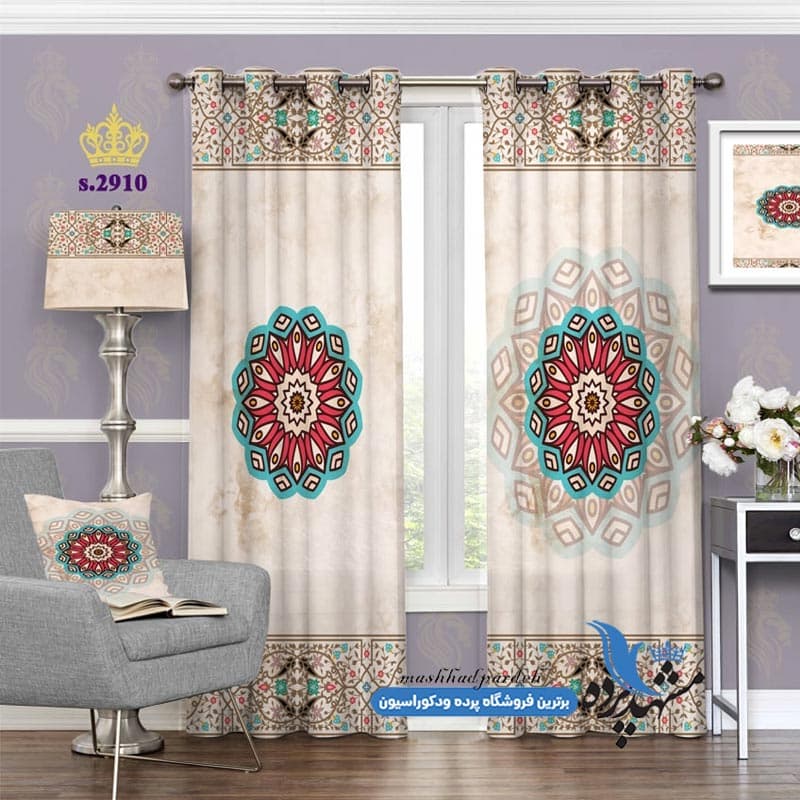 پرده پانچ اسلیمی طرح شمسه رنگ آمیزی کد S2910