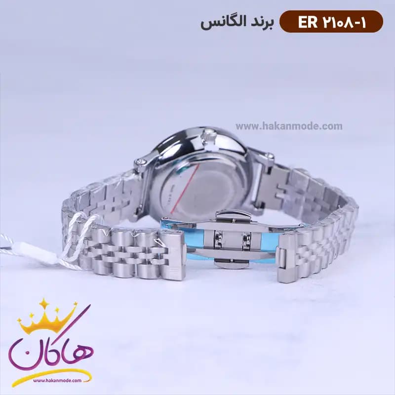 ساعت الگانس زنانه بند استیل نقره ای صفحه سبز ER 2108/1 — تصویر ۳