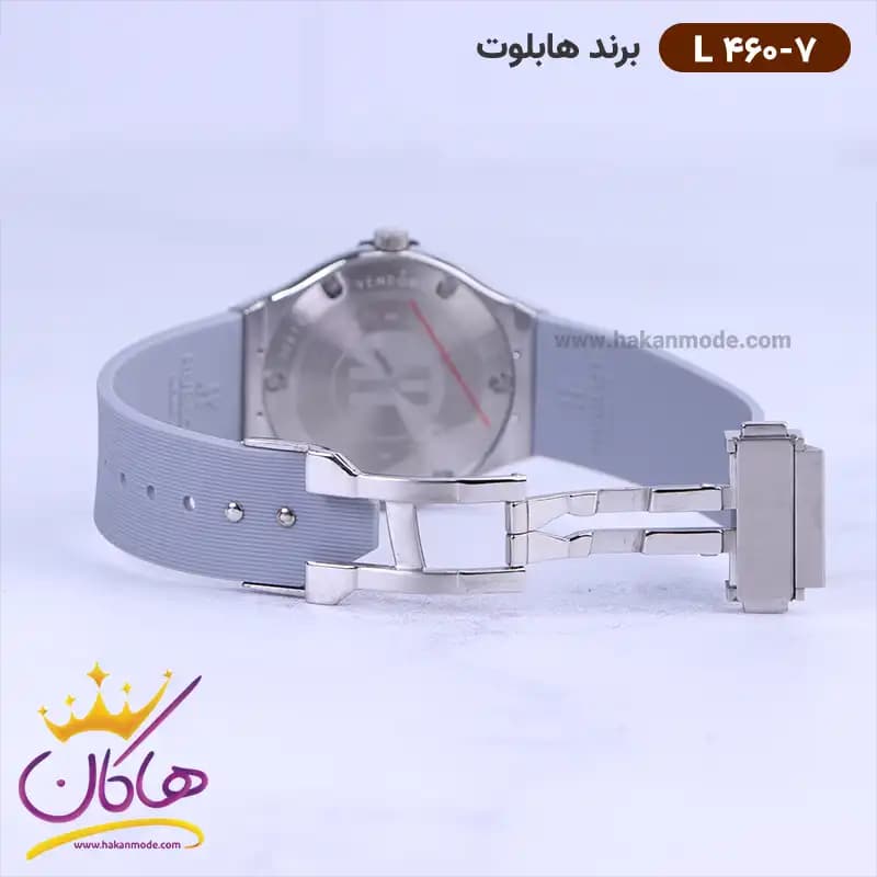 ساعت هابلوت زنانه بند رابر طوسی قاب نگین دار L460/7 — تصویر ۲
