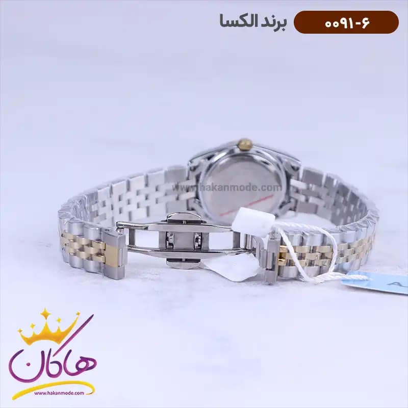 ساعت الکسا ست فلزی نقره ای طلایی 0090-0091 — تصویر ۳