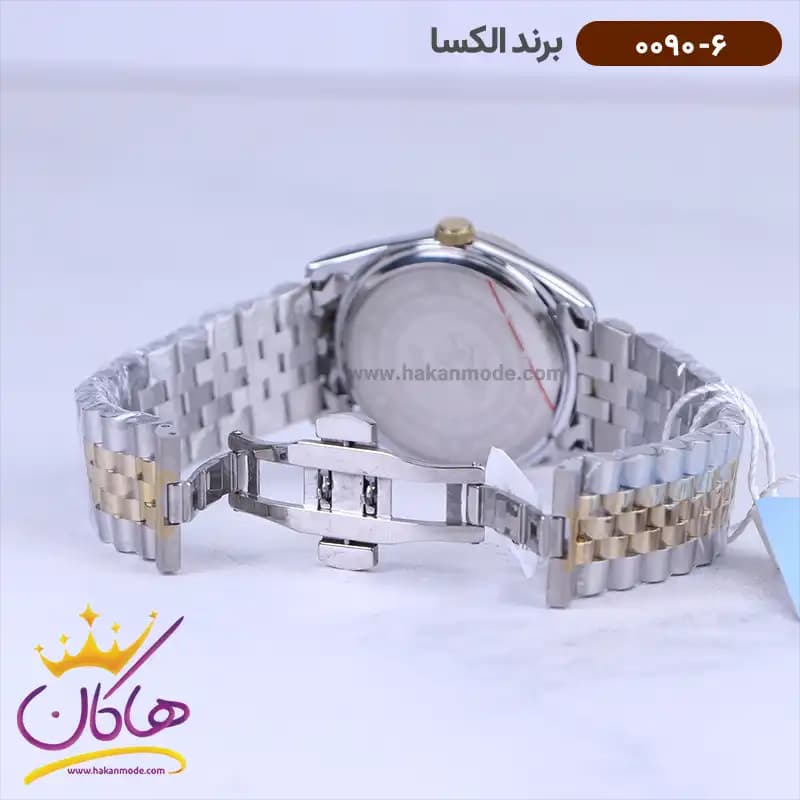 ساعت الکسا ست فلزی نقره ای طلایی 0090-0091 — تصویر ۶
