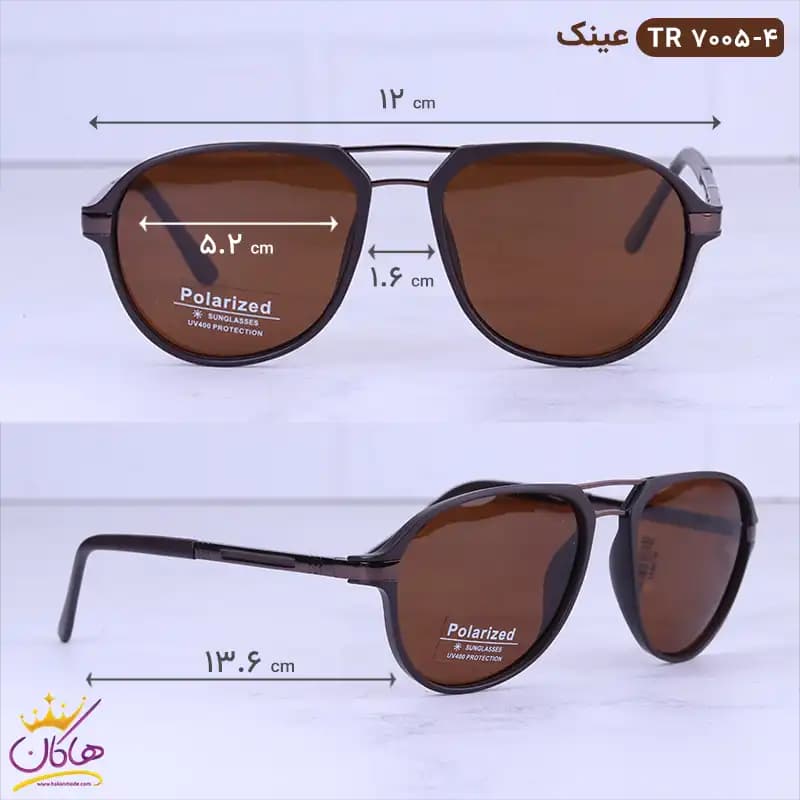عینک آفتابی مردانه خلبانی قهوه ای TR 7005/4 — تصویر ۲