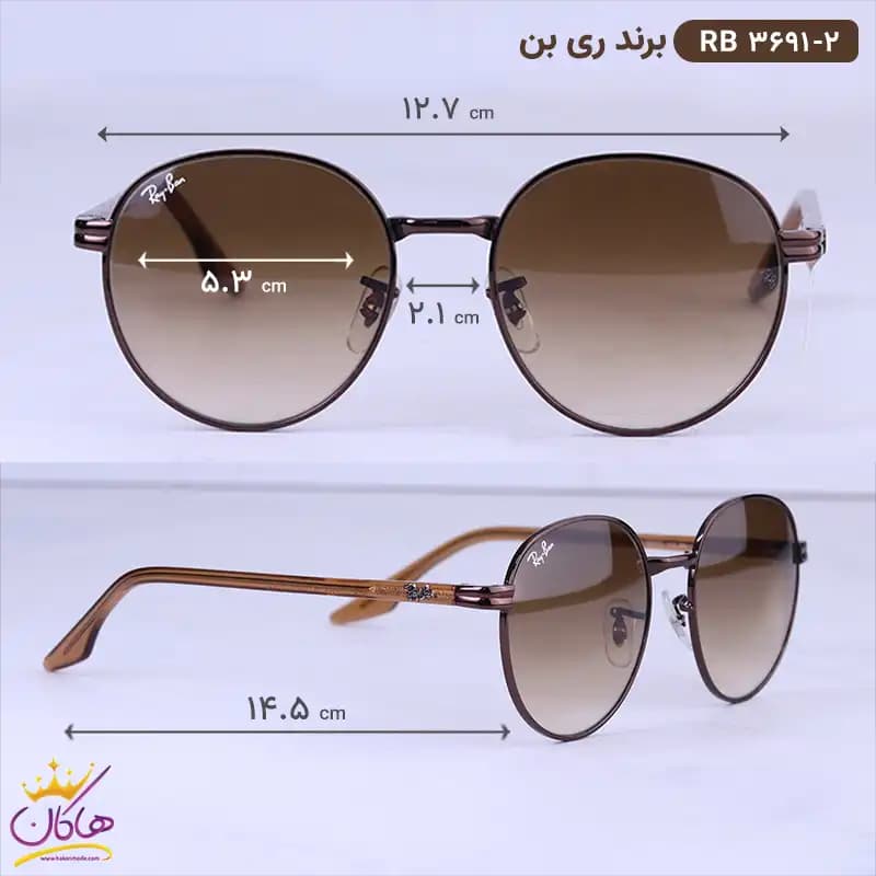 عینک آفتابی ری بن فلزی قهوه ای RB 3691/2 — تصویر ۲