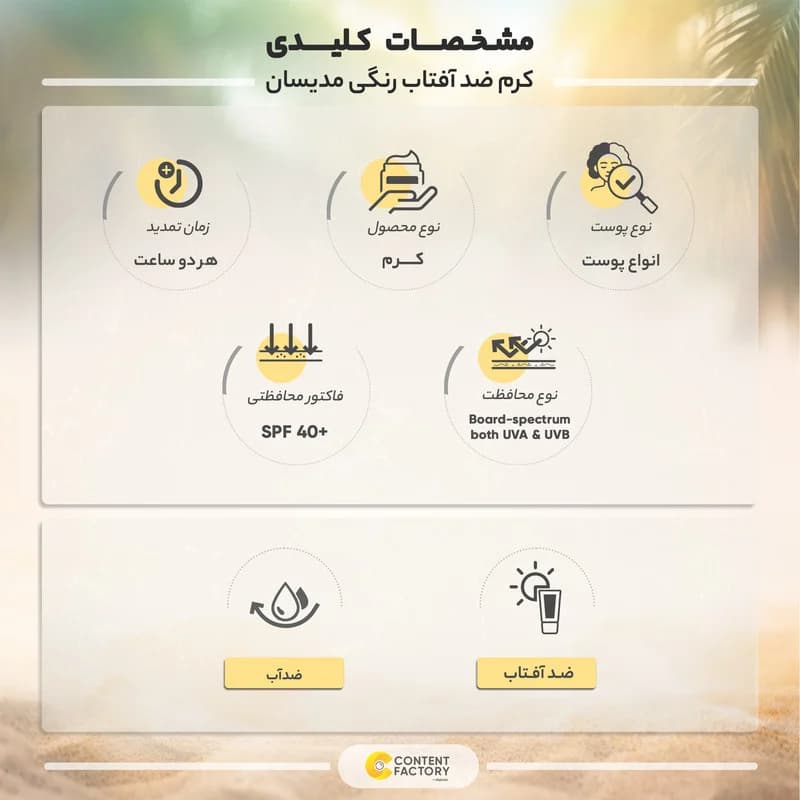کرم ضد آفتاب رنگی مدیسان SPF40 مدل No 0 مناسب انواع پوست حجم 40 میلی لیتر — تصویر ۵
