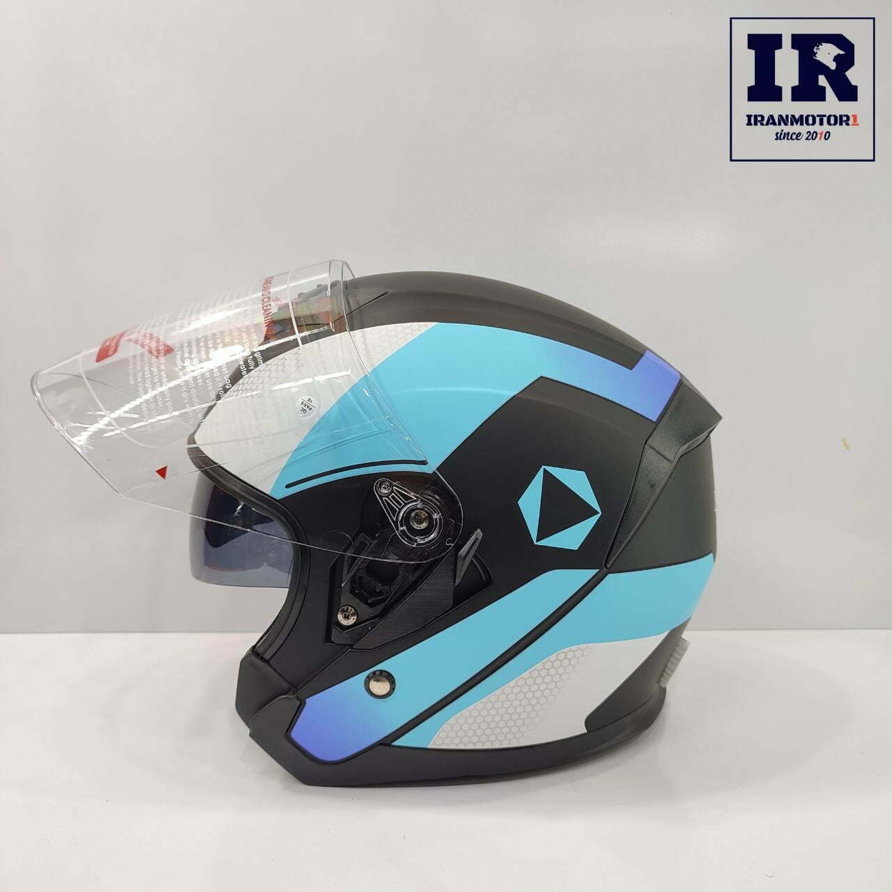 کلاه کاسکت بدون فک DA1 دی ای وان کد z2 – آبی سفید + بلوتوث BT12 — تصویر ۲