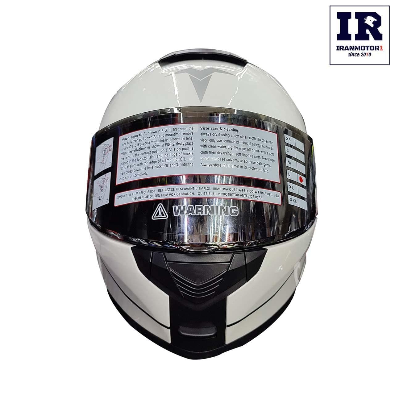 کلاه کاسکت فک متحرک تکنو tekno helmet سفید براق — تصویر ۳