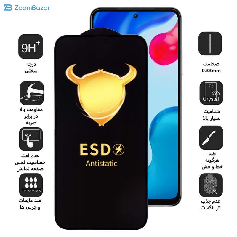 گلس اپیکوی مدل ESD مناسب برای گوشی موبایل شیائومی Redmi Note 11 Global/4G / Note 11S 4G (Global)/Note 10 4G (Global)/Note 10S/Note 11 SE (India) — تصویر ۳