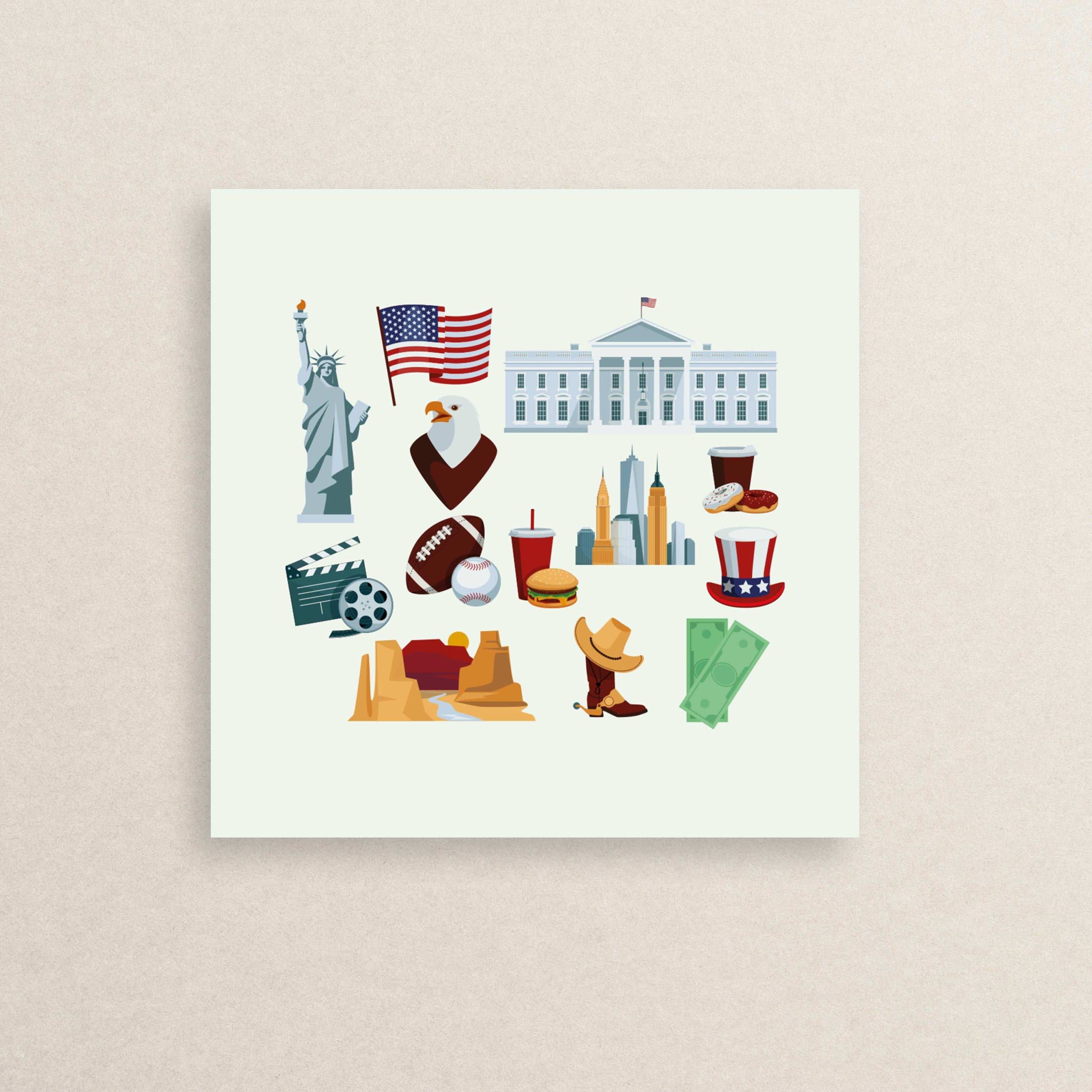 پک استیکر 13 تایی کشور آمریکا 01 | The USA Sticker pack 01