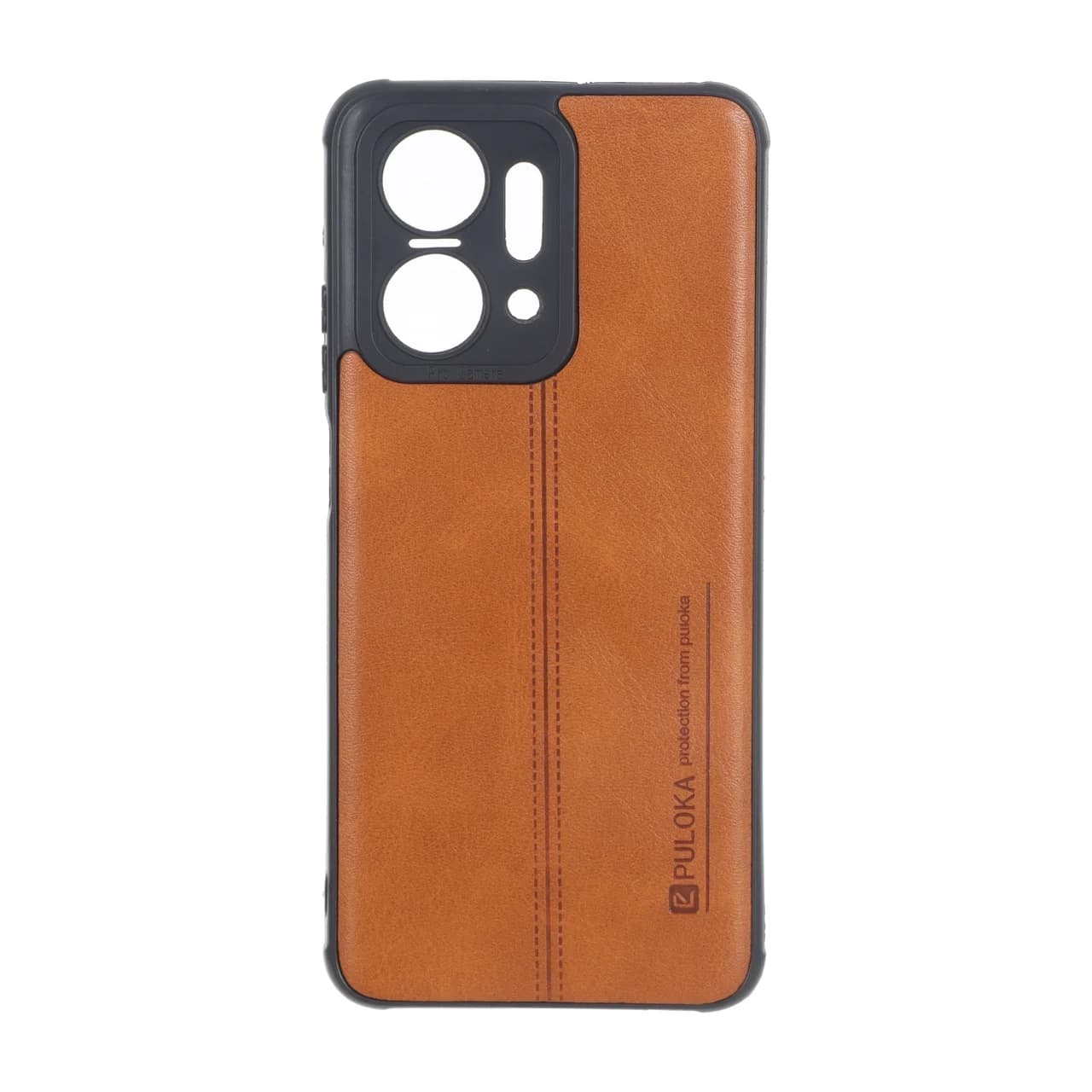 قاب Puloka طرح چرم دوخت دار محافظ لنزدار Honor X7a — تصویر ۲