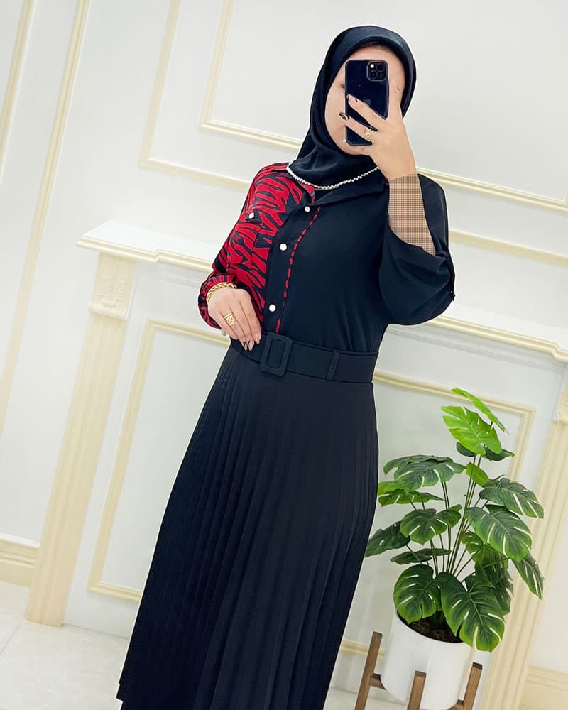 شومیز یقه مردانه ترکیبی تک جیب کد2535501 — تصویر ۷