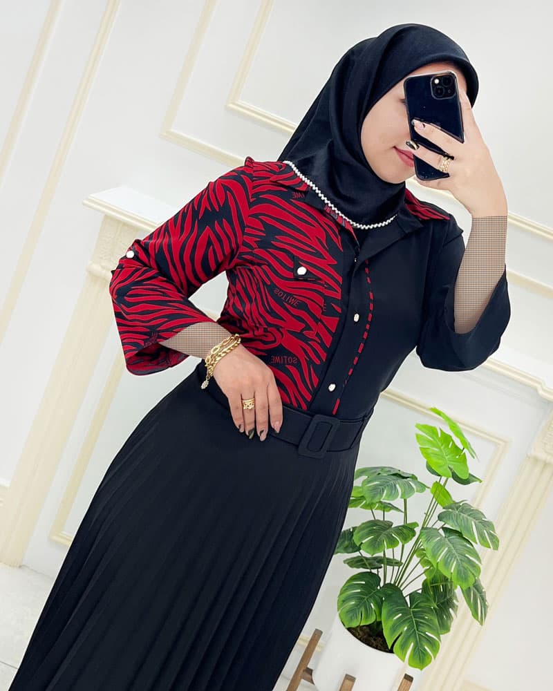 شومیز یقه مردانه ترکیبی تک جیب کد2535501 — تصویر ۶