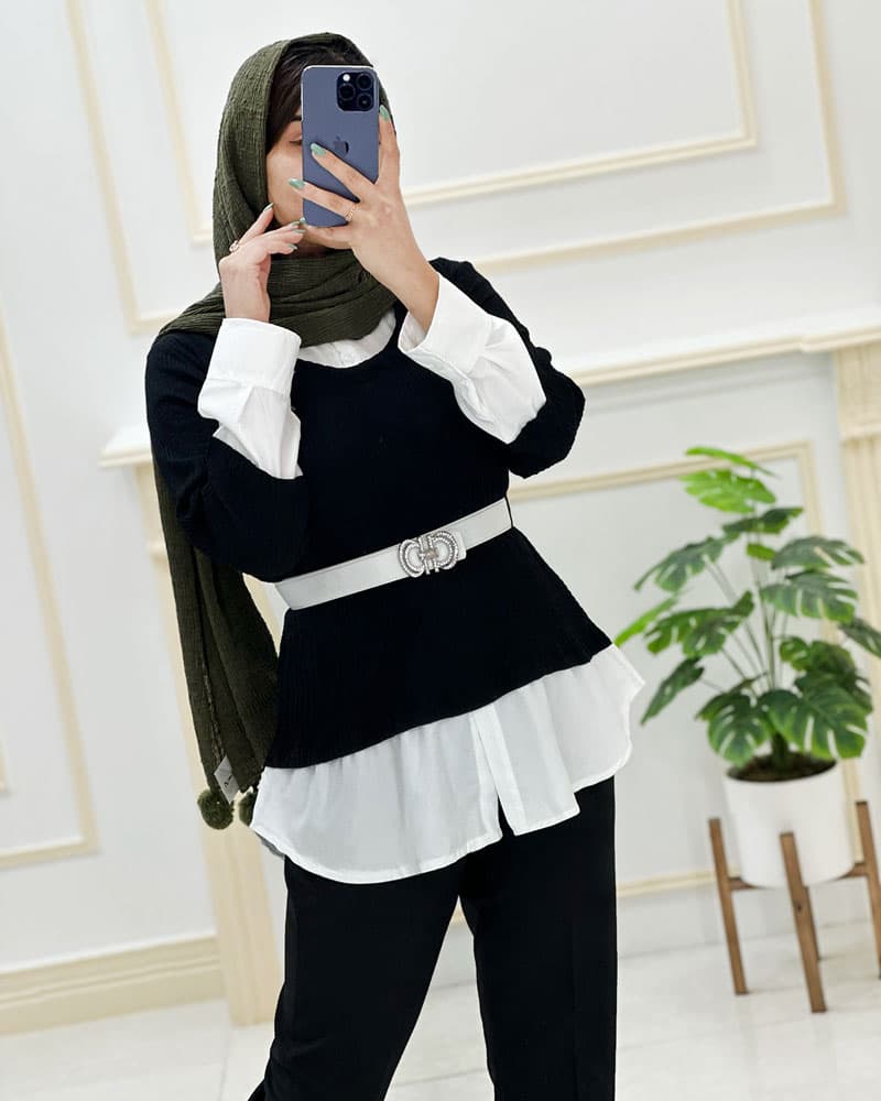 شومیز ترکیبی دوشین کد32687 — تصویر ۳