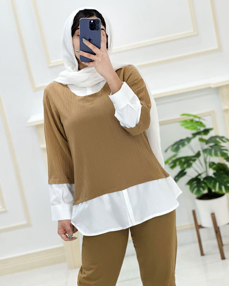 شومیز ترکیبی دوشین کد32687 — تصویر ۵