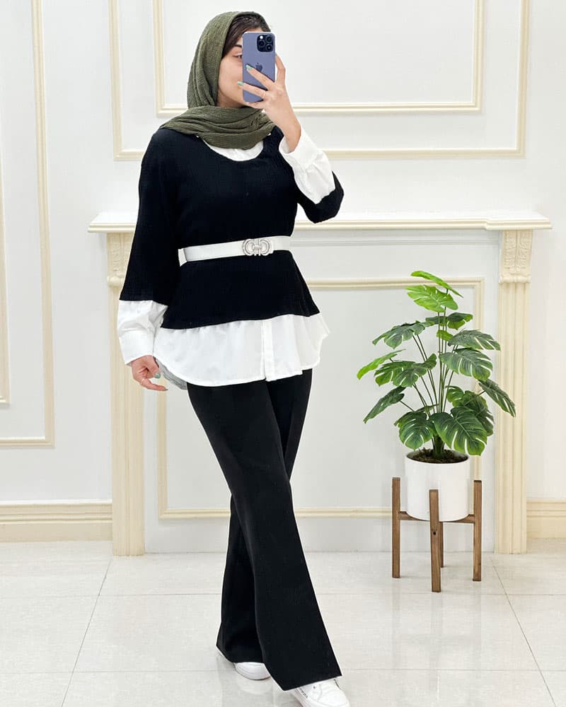 شومیز ترکیبی دوشین کد32687 — تصویر ۲