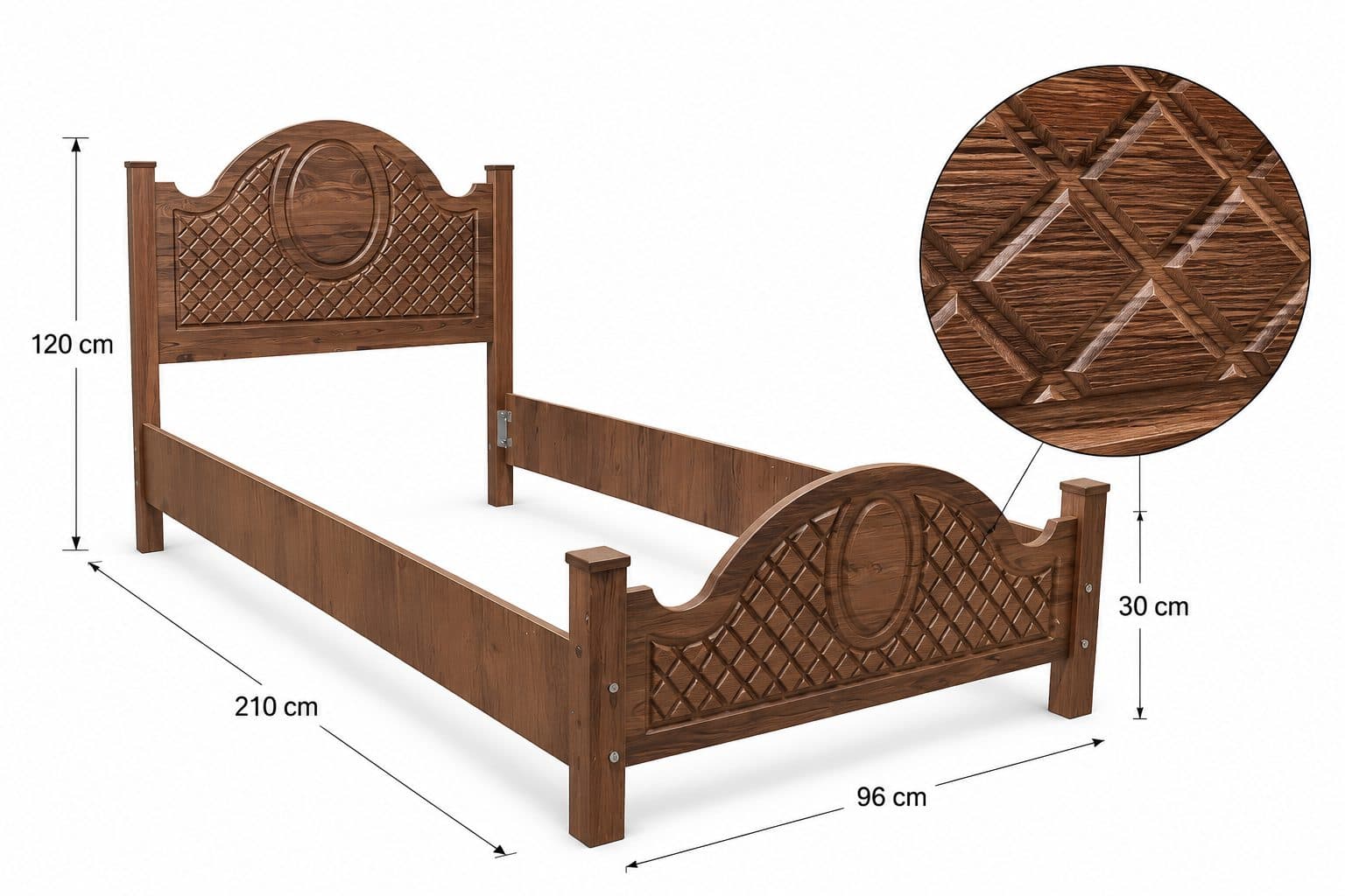 تخت خواب یکنفره مدرن لمین (طرح شیاردار) – مدل وکیوم ضدآب کد 730 — تصویر ۴