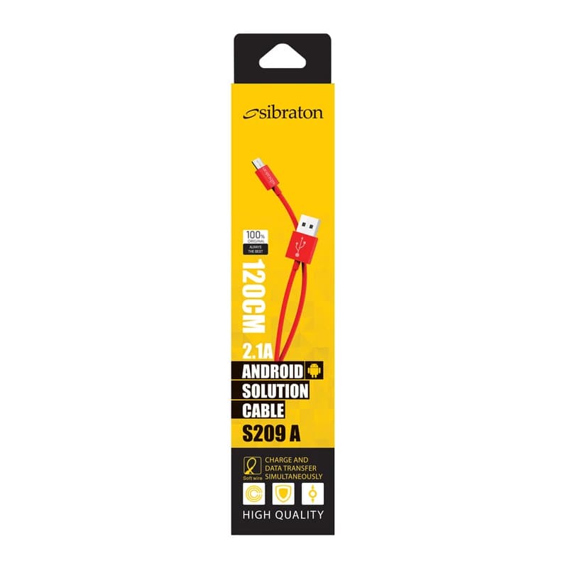 کابل تبدیل USB به microUSB سیبراتون مدل S209A طول 1.2 متر رنگ قرمز کد m17947