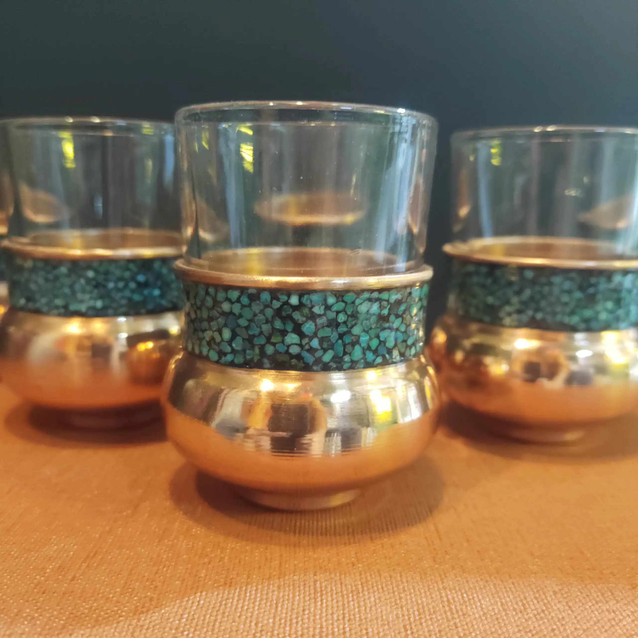 ست 6 عددی چایی خوری مس فیروزه کوب — تصویر ۵