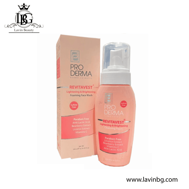 فوم شستشو و روشن کننده صورت پرودرما مدل Revitavest حجم 200 میل _ proderma