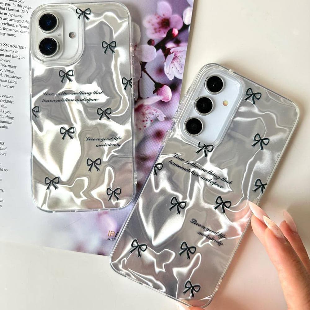 قاب هولوگرامی پاپیون مشکی مدل Silver Bow مناسب برای گوشی موبایل سامسونگ گلکسی Samsung Galaxy A12 / A13 / A15 / A16 / A21S / A23 / A24 / A25 / A26 / A31 / A32 4G / A32 5G / A34 / A35 / A36 / A51 / A52 — تصویر ۴