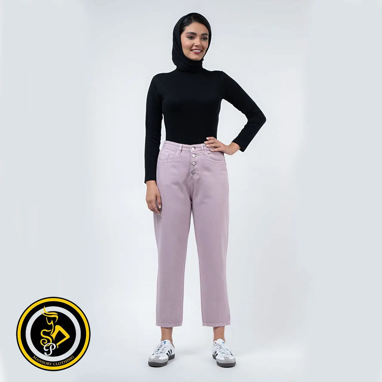 شلوار مام استایل (Mom style) کتان پشت کش قد 95 — تصویر ۶