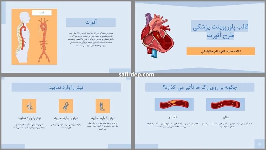دانلود قالب پاورپوینت پزشکی قلب طرح آئورت