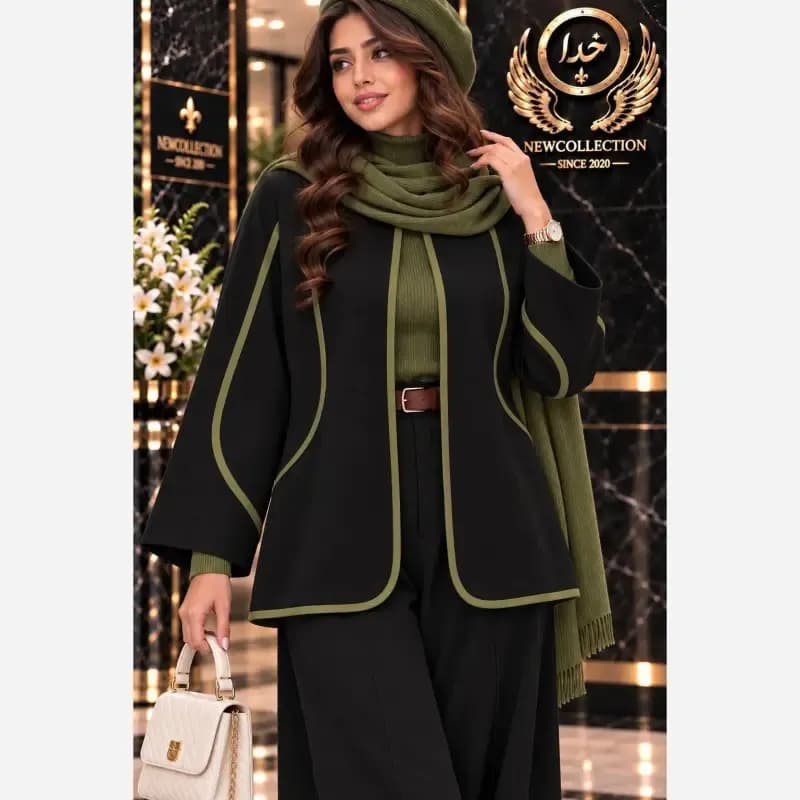 ست کت و شلوار نواردوزی پاییزه سوپرمازراتی گرم بالا فری سایز 38 تا 48 — تصویر ۴