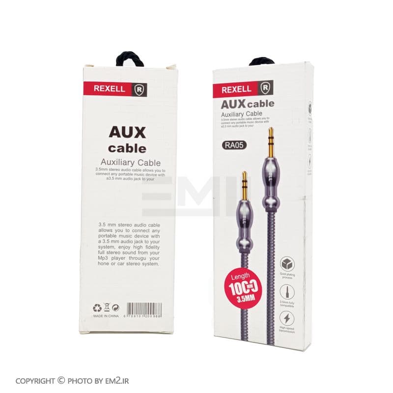 کابل AUX برند REXELL مدل RA05 فلزی سرکج