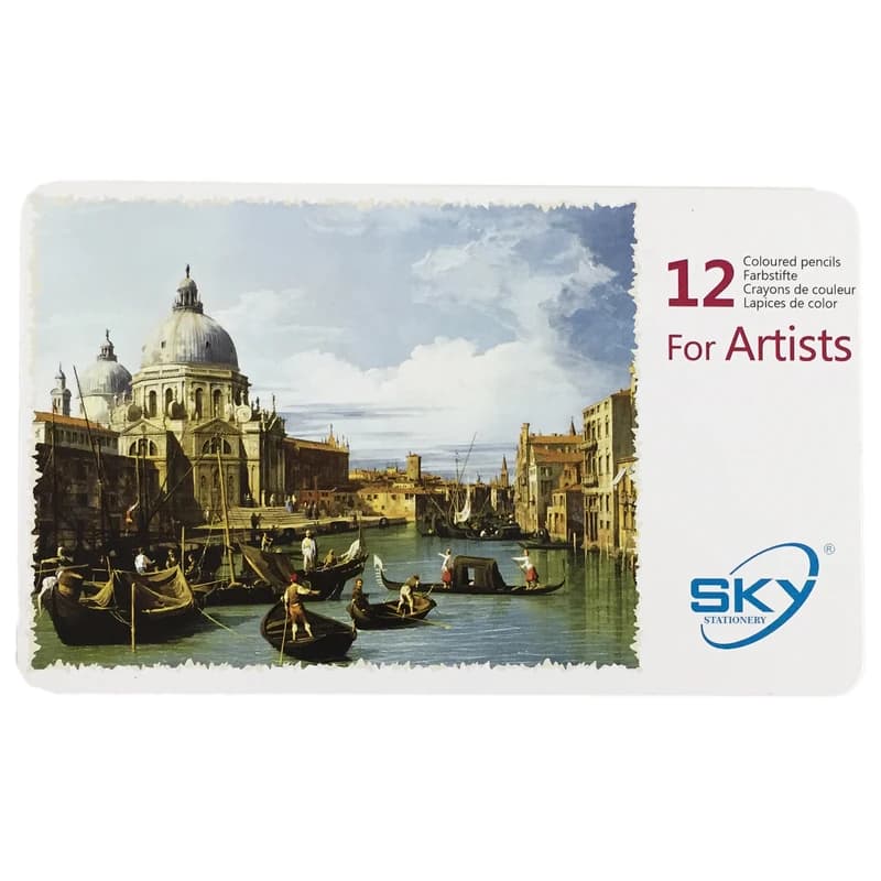 مداد رنگی 12 رنگ جعبه فلزی حرفه ای آرتیست Artists اسکای SKY کد 12-101-1
