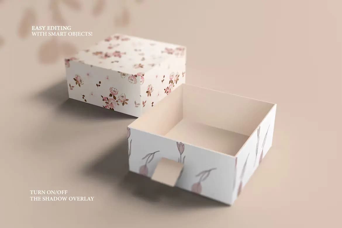 موکاپ جعبه کشویی مربعی — تصویر ۳