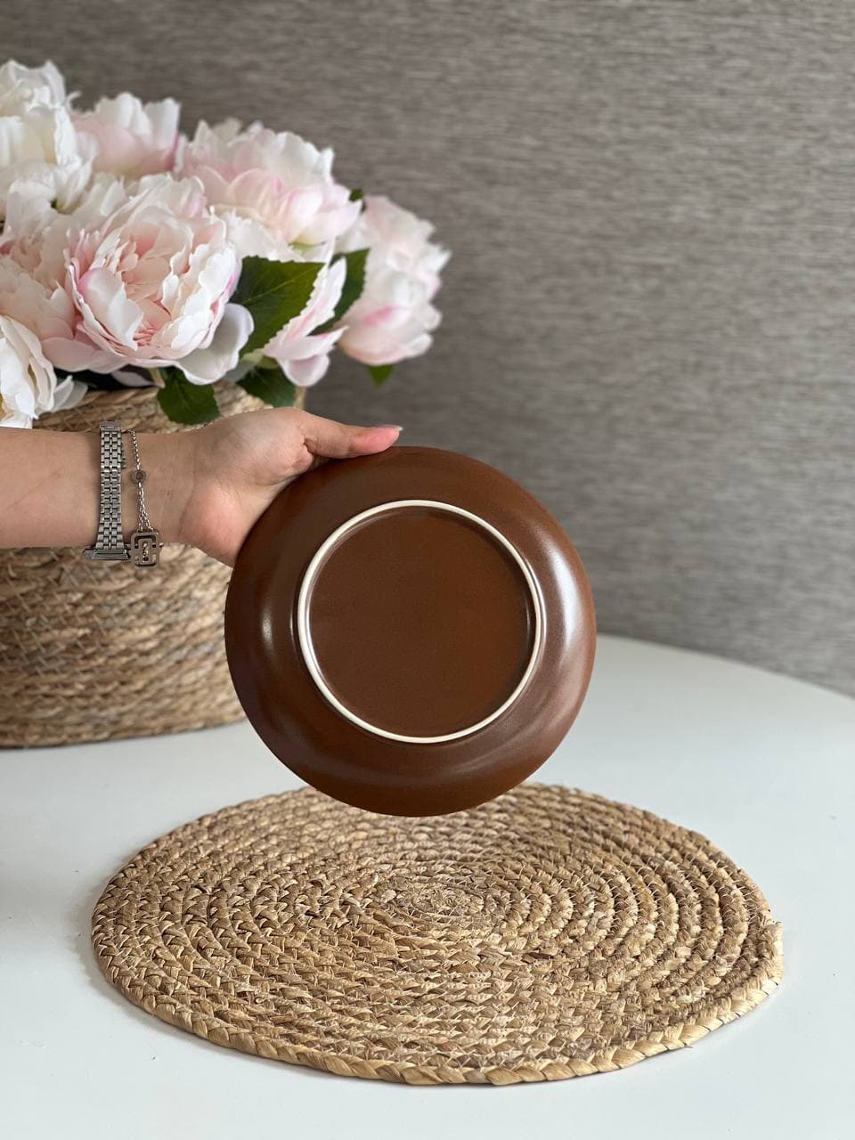 سرویس غذاخوری تک نفره طرح ایکیا – رنگ ری اکتیو قهوه ای — تصویر ۷