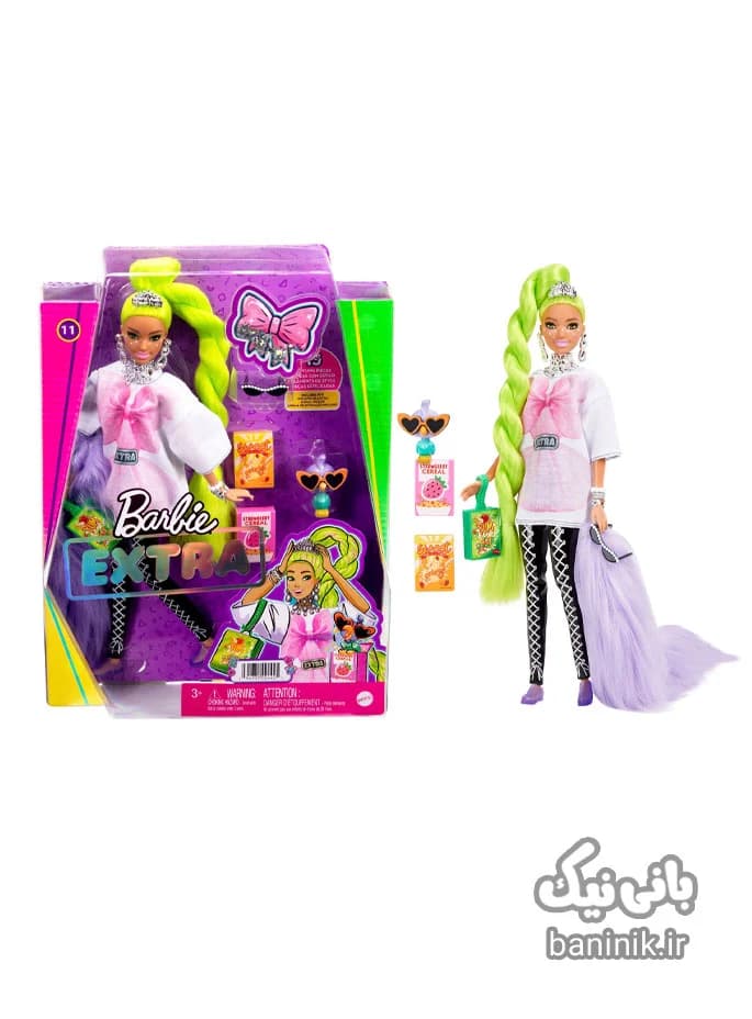 عروسک باربی اکسترا فشن مو سبز Barbie — تصویر ۵