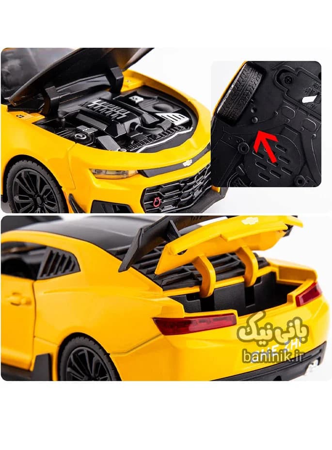 ماشین فلزی عقب کش شورلت کامارو زرد 24191 — تصویر ۵