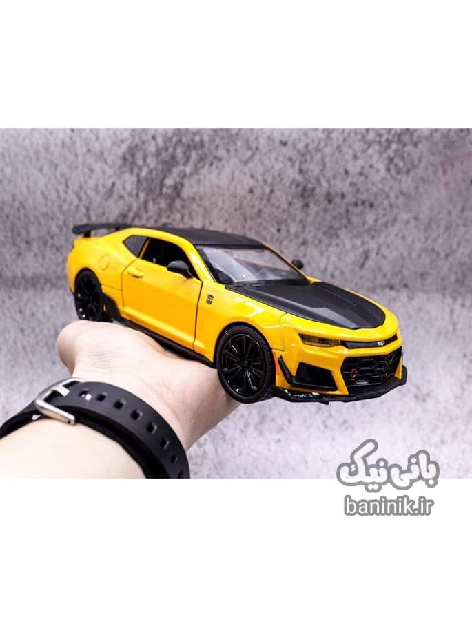 ماشین فلزی عقب کش شورلت کامارو زرد 24191 — تصویر ۴