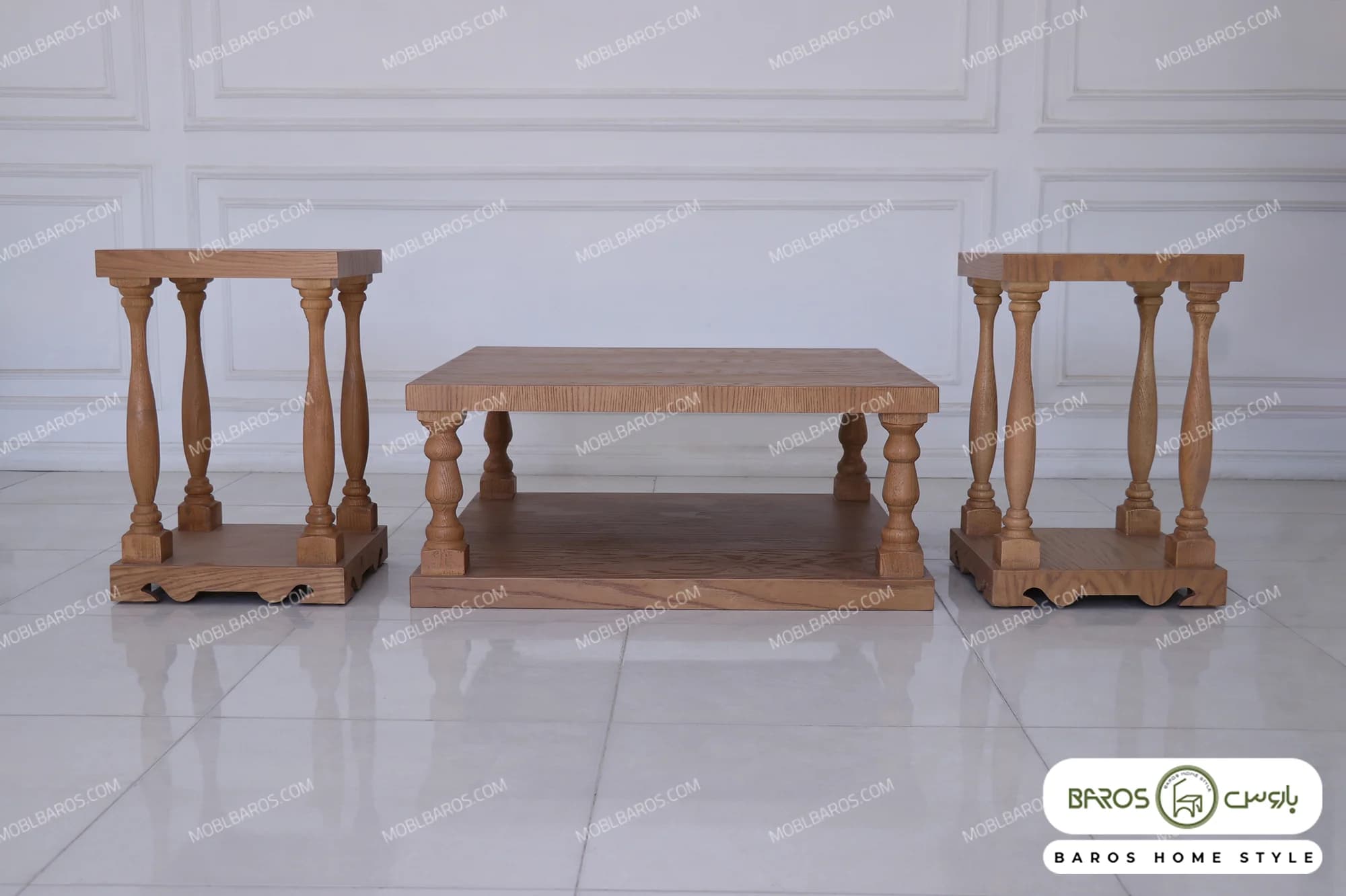 میز جلومبلی و عسلی و کنار مبلی چوبی مدل پایه ستونی کد ۲ — تصویر ۵