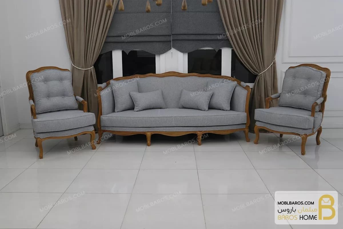 مبل نئوکلاسیک راشل و کاناپه چستر جورجیا و تکنفره فرانسوی — تصویر ۶