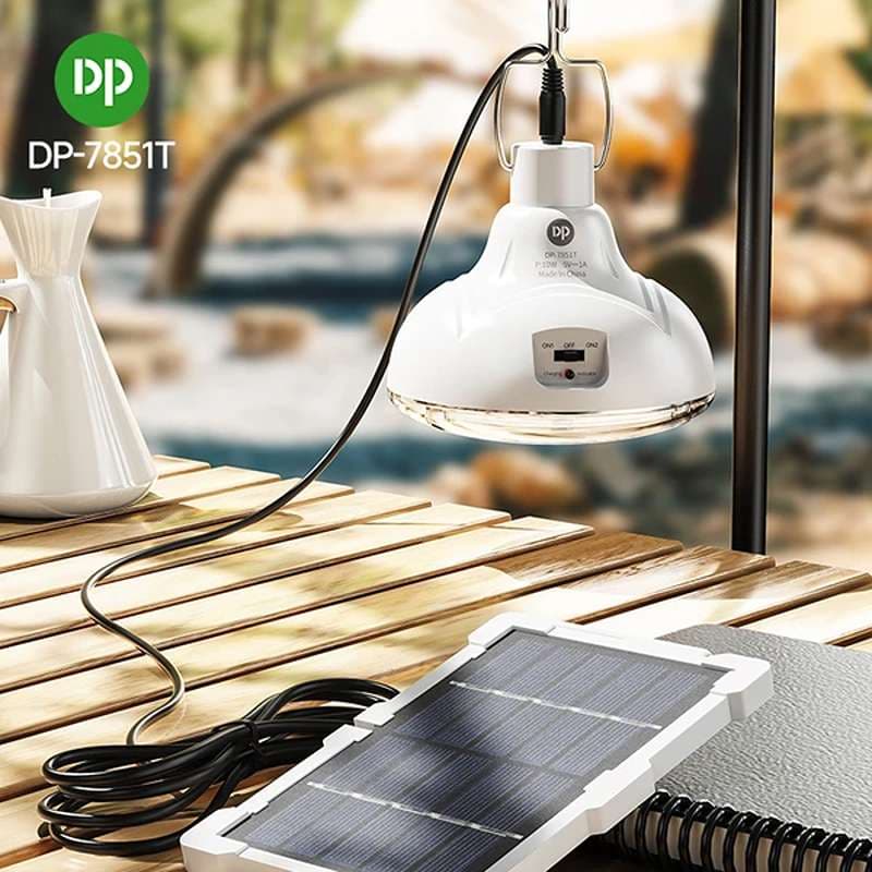 چراغ شارژی همراه با پنل خورشیدی مدل DP-7851T ضد اب 10W کد L839 — تصویر ۵