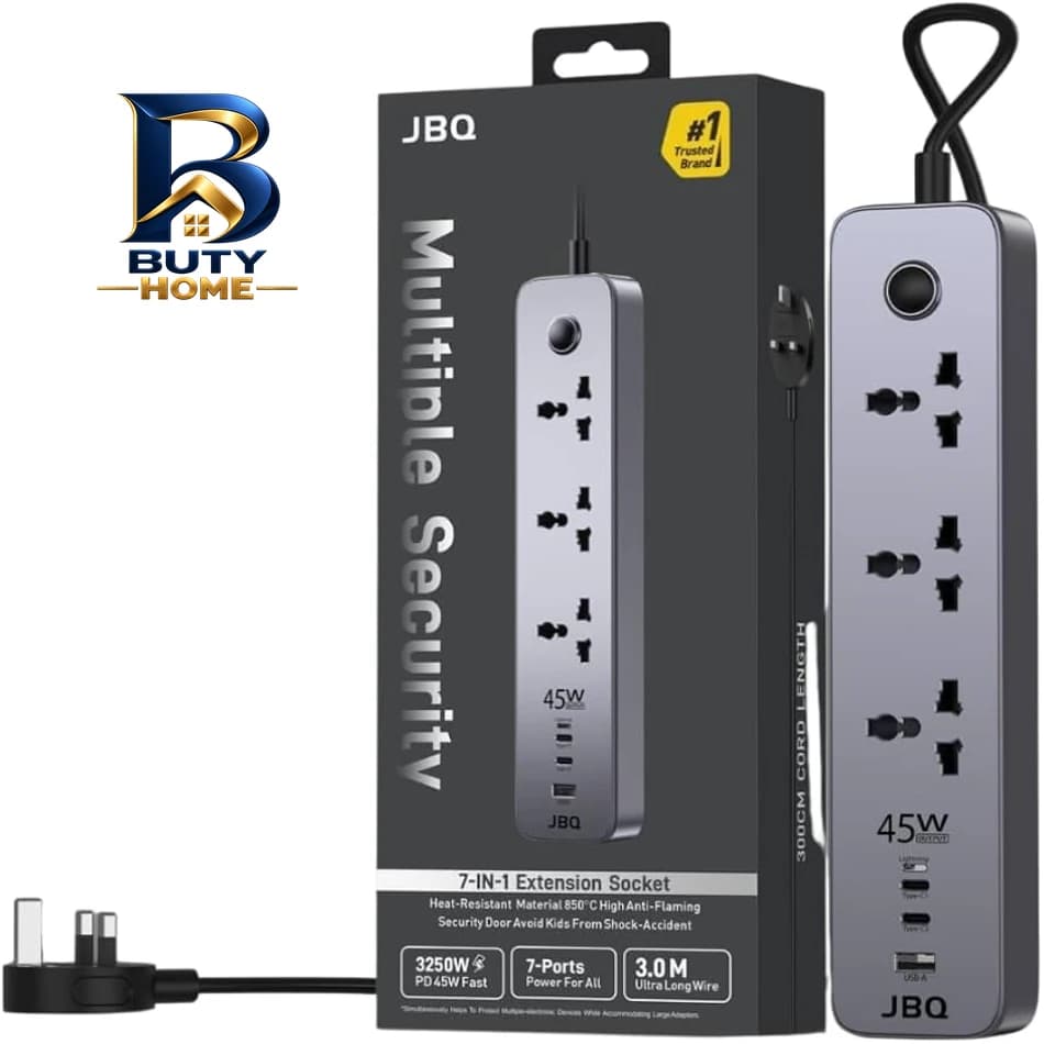 چندراهی برق جی بی کیو مدل ۷in۱ extention socket اصل — تصویر ۳