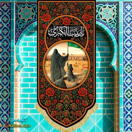 کتیبه مخمل آویز نقاشی شهادت یا زینب کبری(س)