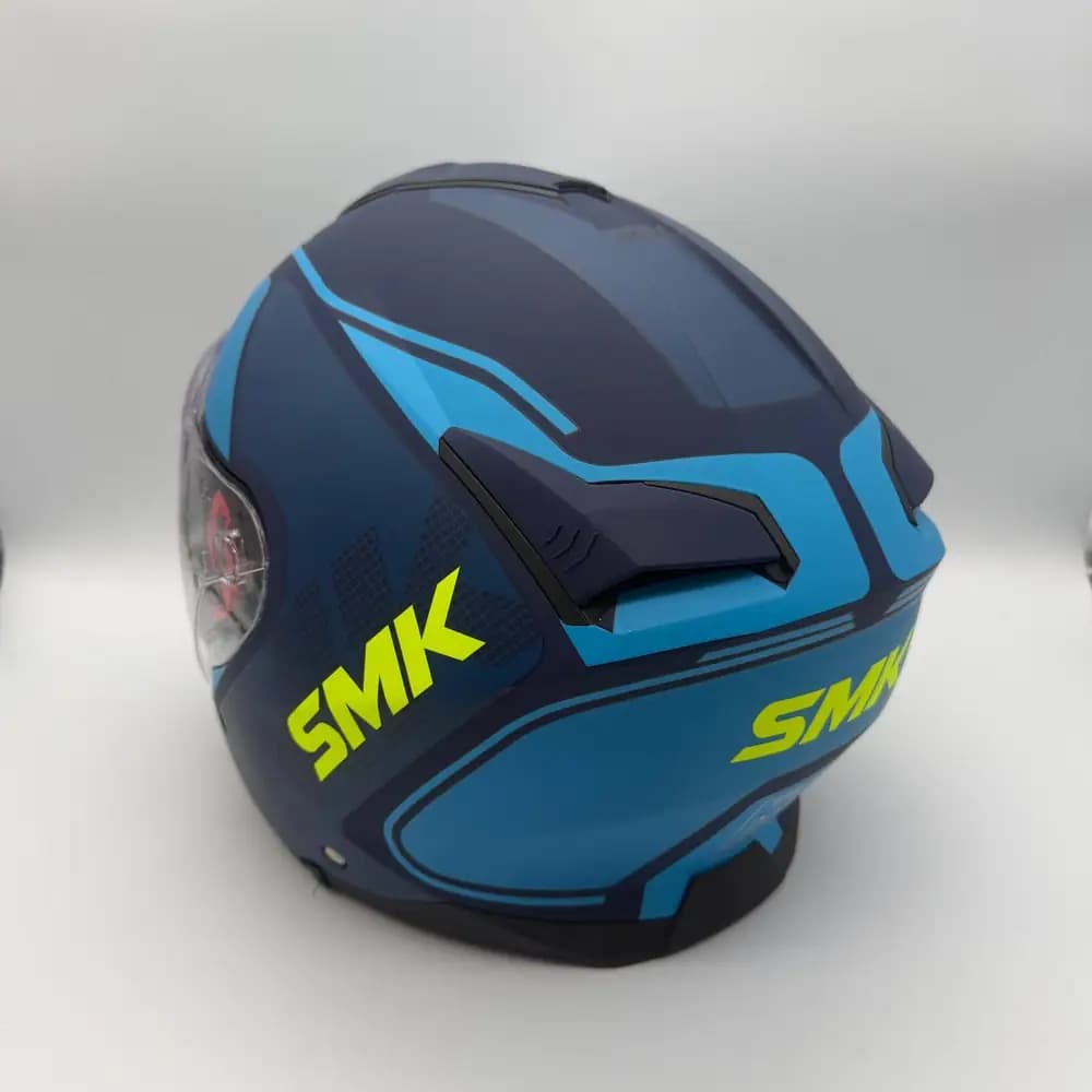کلاه کاسکت بدون فک SMK GTJ Tourer MA545 آبی زرد فسفری — تصویر ۳