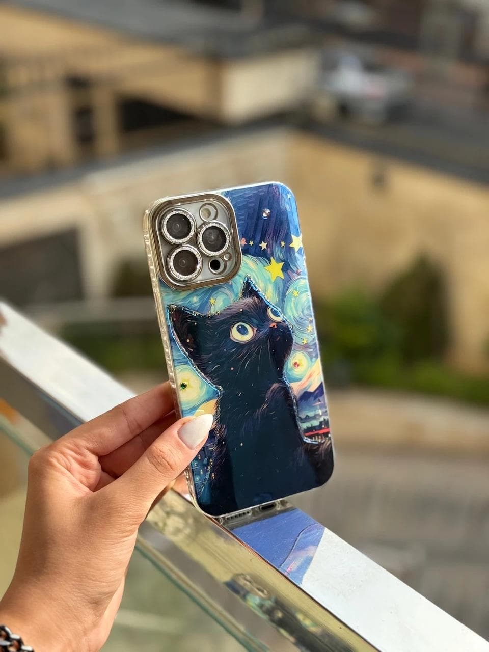قاب گربه در شب پر ستاره (کدC1928) مناسب برای iPhone 12 — تصویر ۳