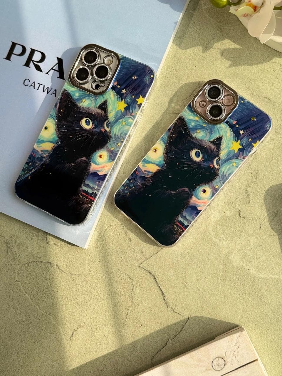 قاب گربه در شب پر ستاره (کدC1928) مناسب برای iPhone 12 — تصویر ۴