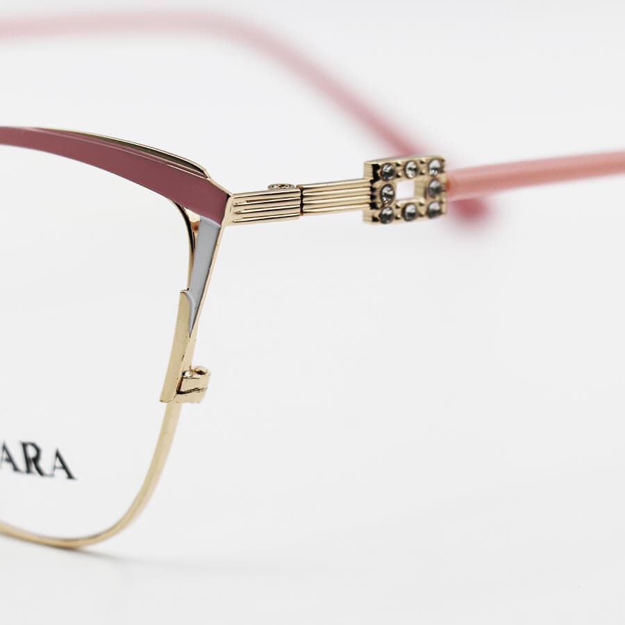 عینک طبی زنانه ZARA با فریم چشم گربه ای، طلایی و صورتی و دسته فنردار مدل G95-129 — تصویر ۵