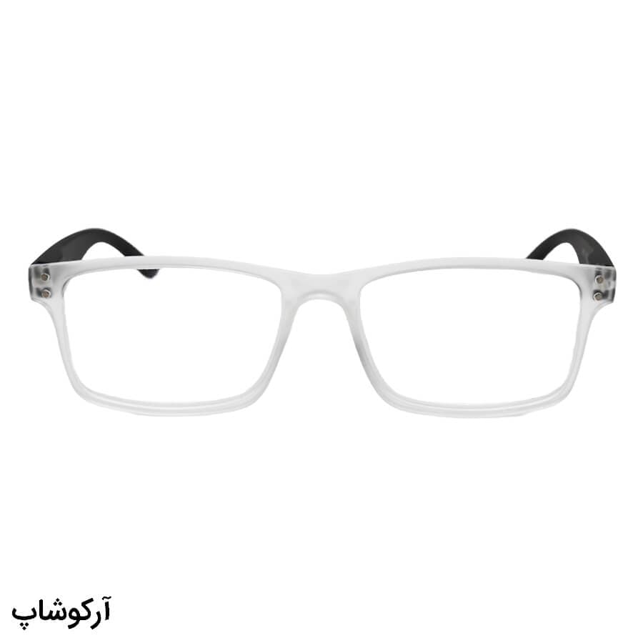 عینک مطالعه نمره +1.25 نزدیک بین با فریم شفاف، مستطیلی و دسته مشکی مدل KS711 — تصویر ۲