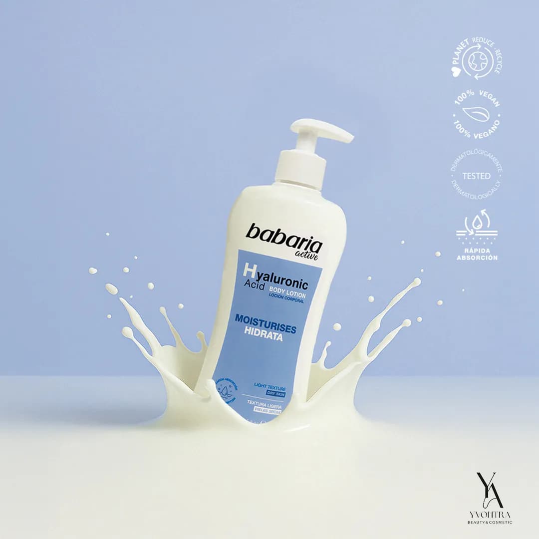 لوسیون بدن آبرسان هیالورونیک اسید باباریا BABARIA حجم 400 میل — تصویر ۵