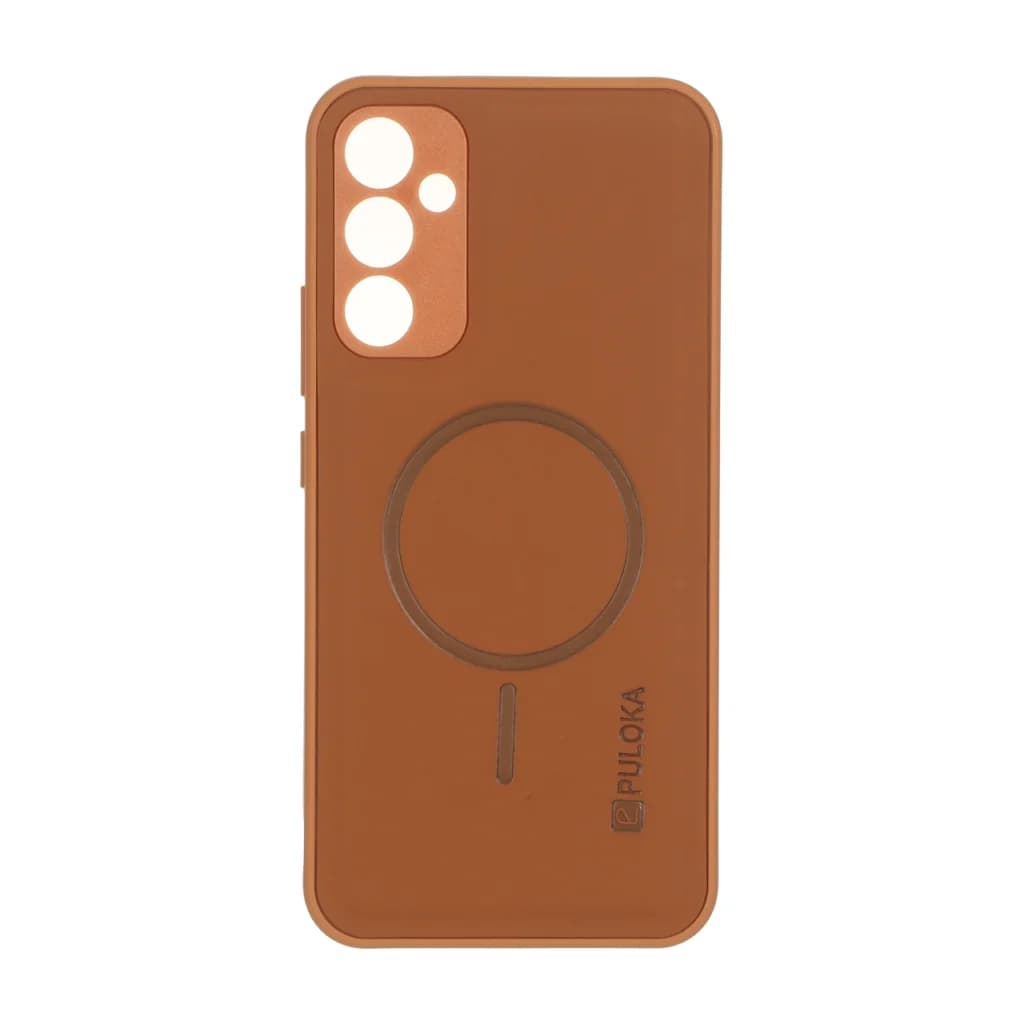 قاب Puloka جیر طرح مگ سیف Slim محافظ لنزدار Samsung Galaxy A34 – قهوه ای روشن — تصویر ۲