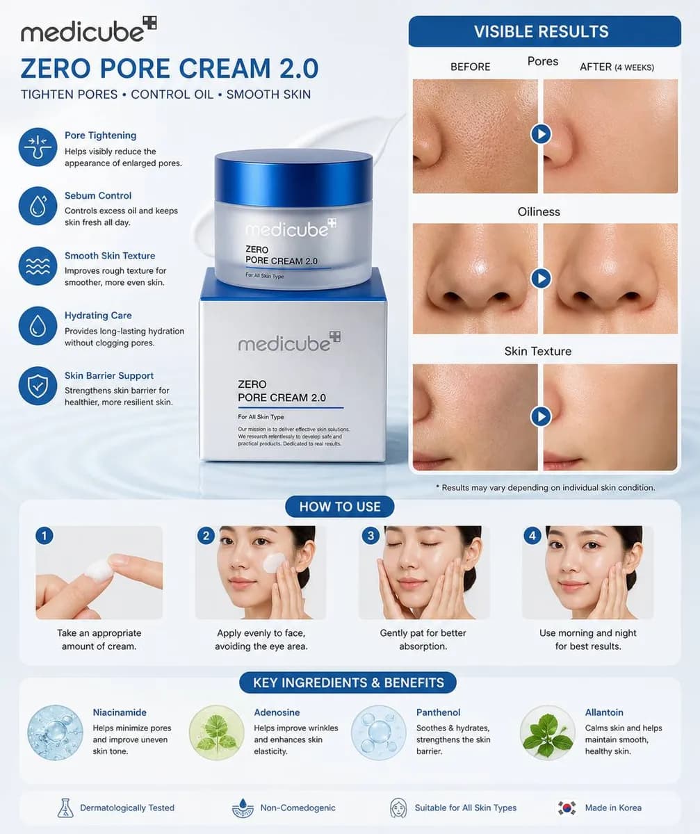 کرم کنترل منافذ مدیکیوب (Medicube Zero Pore 2.0 Cream) — تصویر ۴